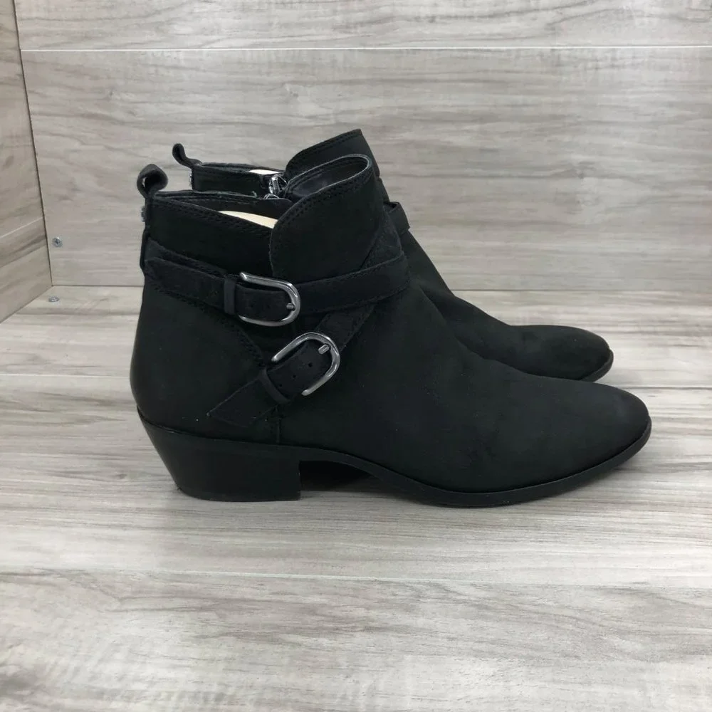 Sam Edelman Ankle Boots Women's 7.5 Parlie Soft Leather Distressed Toe Zip Booti